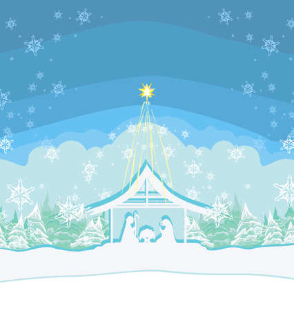 Birth of Jesus in Bethlehem - abstract cardのイラスト素材