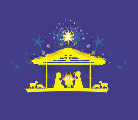 Birth of Jesus in Bethlehem - abstract cardのイラスト素材