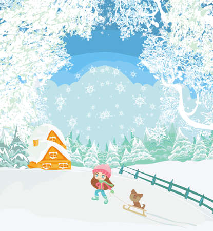 Fun in the winter dayの写真素材