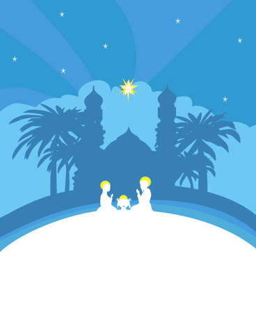 Traditional Christmas Nativity Scene, abstract illustrationのイラスト素材
