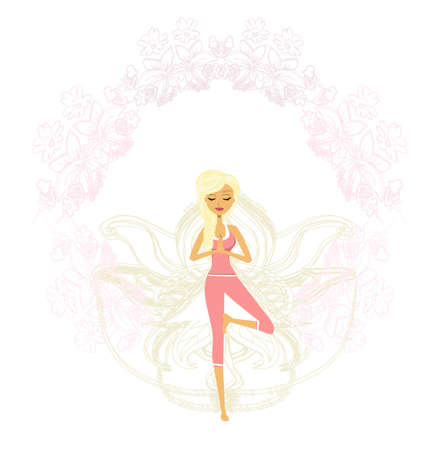 woman in a traditional yoga pose - artistic bannerのイラスト素材