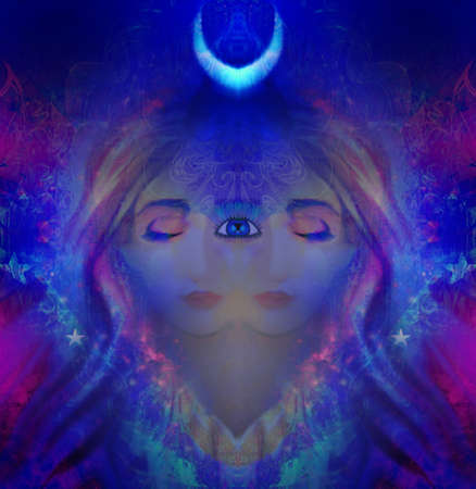 Woman with third eye, psychic supernatural sensesの写真素材