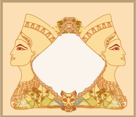 retro frame with Egyptian queenのイラスト素材