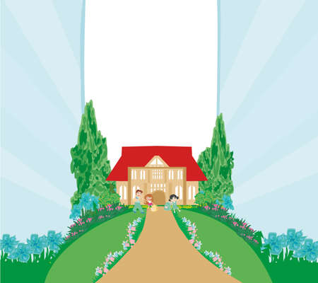happy children go back to school - frameのイラスト素材