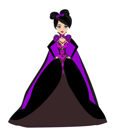 Beautiful sexy witch in black dress - illustration isolated from backgroundのイラスト素材