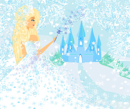 Castle Snow and a beautiful winter fairyの写真素材