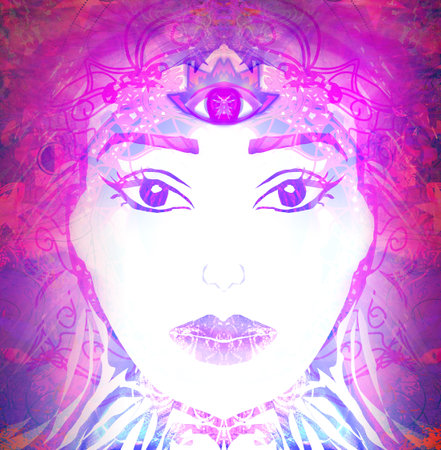 Woman with third eye, psychic supernatural sensesの写真素材