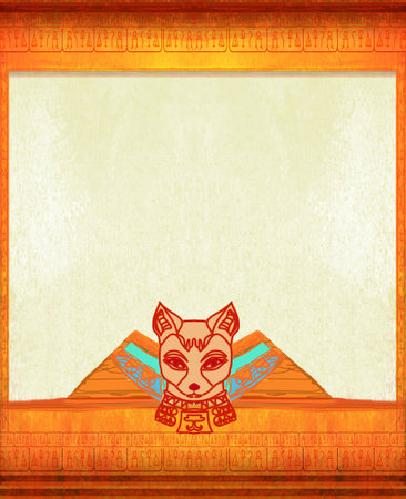 Stylized Egyptian cat , abstract grunge cardの写真素材