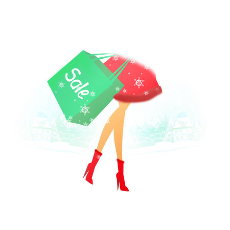 winter shopping sale card - abstract raster illustrationの写真素材