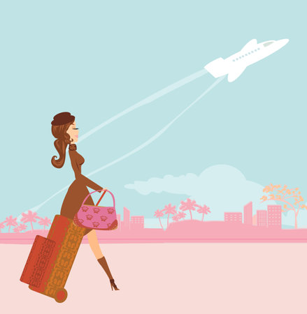 beautiful tourist on tropical vacationのイラスト素材