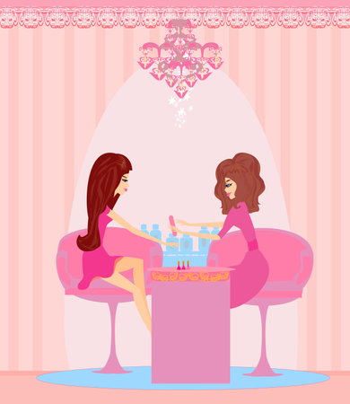 lady doing manicure in beauty salonのイラスト素材