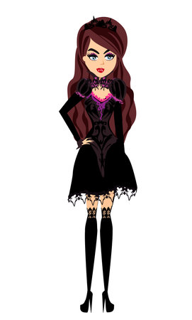 Beautiful Sexy Gothic Female Vampire - illustration, character isolated from backgroundのイラスト素材
