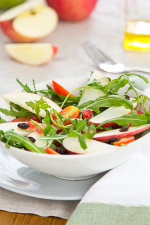 Apple,Pomegranate and Rocket saladの写真素材
