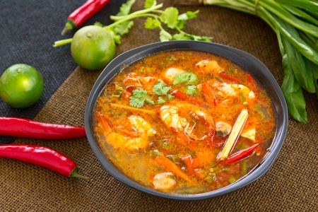 Sour and Spicy soup  Thai s Tomyum kung  の写真素材