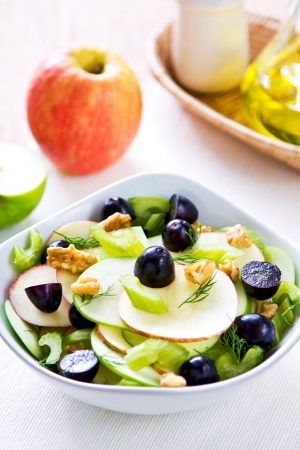 Apple with Celery, Grape and Walnut saladの写真素材