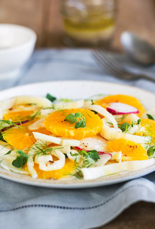 Orange with Fennel and Radish salad by vinaigretteの写真素材