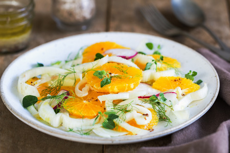 Orange with Fennel and Radish salad by vinaigretteの写真素材