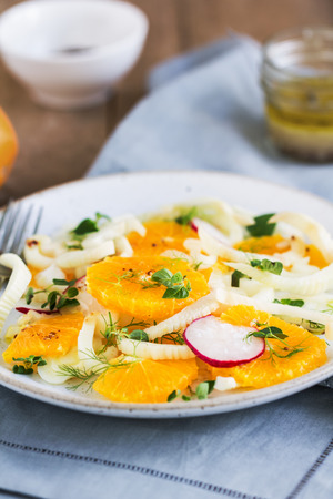Orange with Fennel and Radish salad by vinaigretteの写真素材