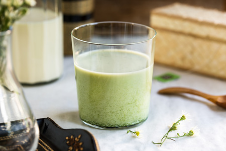 Matcha with homemade Soymilk by some ingredientsの写真素材