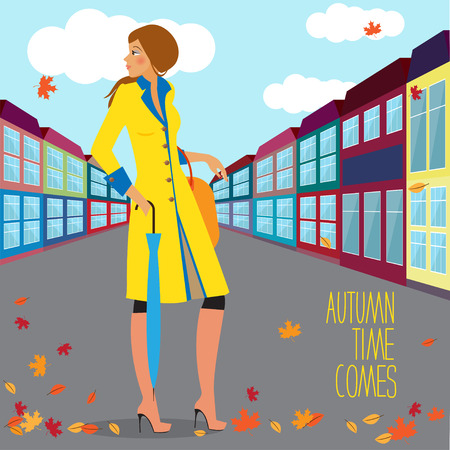 autumn fashionable girlのイラスト素材