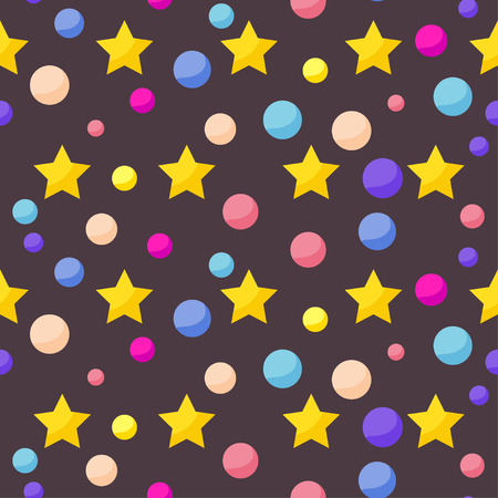 cosmic pattern background with drawing bright planets and stars in dark open spaceのイラスト素材