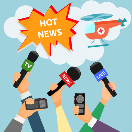 bright colored conceptual illustration on the theme of breaking newsのイラスト素材