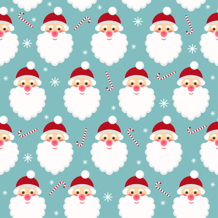 winter holidays seamless pattern background with funny cartoon Santaのイラスト素材