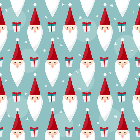 winter holidays seamless pattern background with funny cartoon Santaのイラスト素材