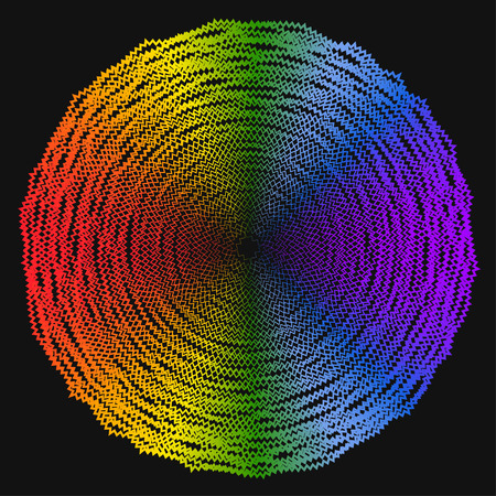 abstract geometric spectral rainbow colored background from broken lines isolated on black coverのイラスト素材