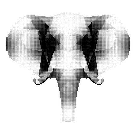 abstract monochrome elephant portrait of circles isolated on white backgroundのイラスト素材