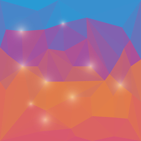 Abstract bright colored polygonal geometric triangular background with glaring lights  for use in...