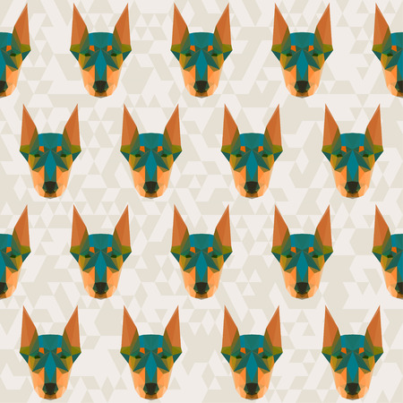 Bright colored abstract doberman polygonal seamless pattern bvector ackgroundのイラスト素材
