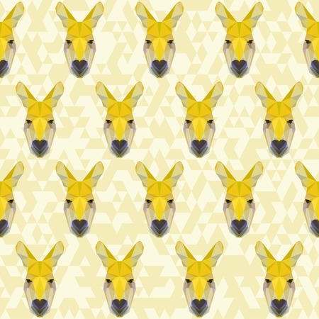 Yellow colored abstract polygonal kangaroo pattern vector backgroundのイラスト素材