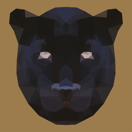 polygonal abstract geometric wild panther isolated on a brown background for use in design for card, invitation, poster, banner, placard or billboard coverのイラスト素材