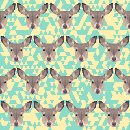 abstract geometric polygonal deer seamless pattern backgroundのイラスト素材
