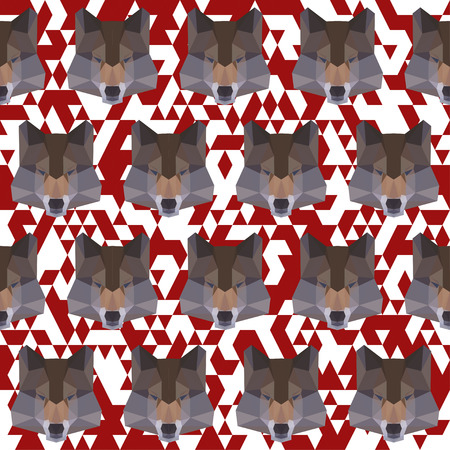 Polygonal wolf seamless pattern backgroundのイラスト素材