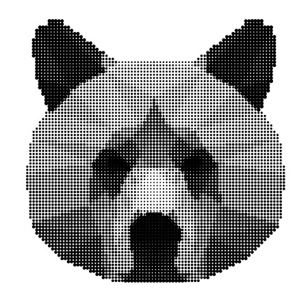 illustration with abstract monochrome bear portrait of circles isolated on white background for use in designのイラスト素材