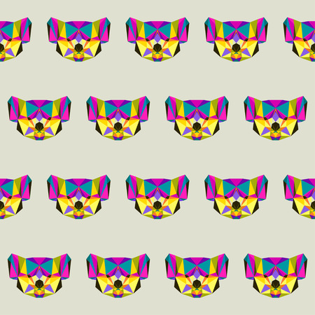 Abstract bright colored polygonal triangle geometric koala seamless pattern background for use in designのイラスト素材