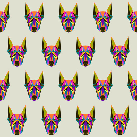 Abstract bright colored polygonal triangle geometric doberman dog seamless pattern background for use in designのイラスト素材