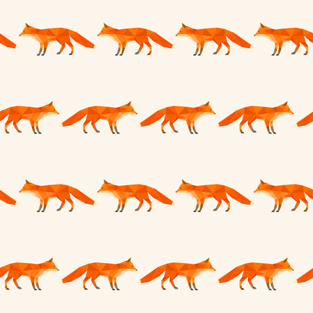 Polygonal abstract fox isolated on soft cover. Seamless pattern geometric background for use in...