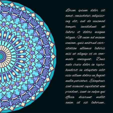 Ornamental handmade ethnic card template. Lace abstract artwork dark background for use in design card, invitation, book, poster,datebook, diary, brochures, notebook, pocketbook, album, sketch bookのイラスト素材