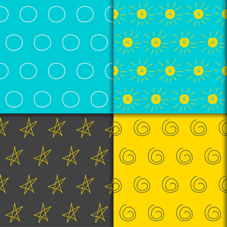 Doodle seamless pattern collection. bright hand drawn set with simple graphic geometric elements isolated on stylish cover for use in designのイラスト素材