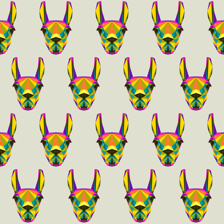 Abstract llama seamless pattern backgroun. Bright motley polygonal triangle geometric illustration for use in designのイラスト素材