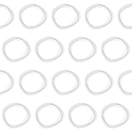 Simple handmade doodle seamless pattern background with funny circles isolated on whiteのイラスト素材