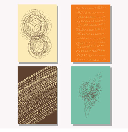 Hand drawn doodle shapes childish backgrounds collection for design card, book, exercise book, copy book, poster, diary, journal, placard, brochures, notebook, pocketbook, album, sketch book coverのイラスト素材