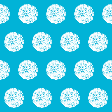 Hand drawn doodle seamless pattern background. Bright abstract geometric handmade circle shapes isolated on stylish blue cover for use in designのイラスト素材