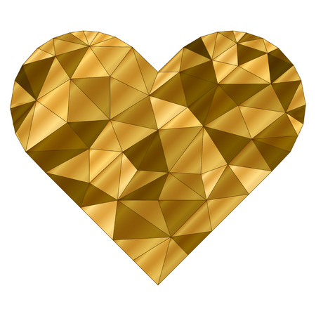Polygonal gold heart. Valentine's day or wedding card template.のイラスト素材