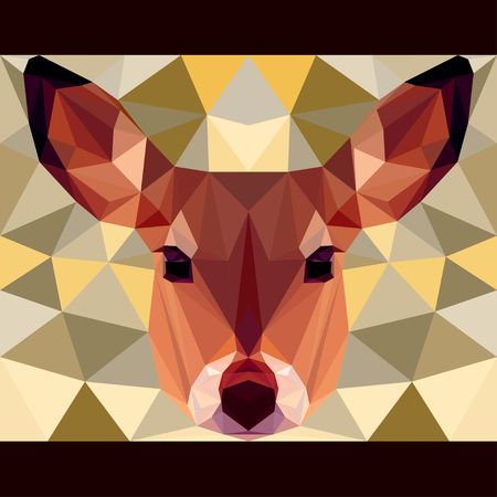 Deer stares forward. Nature and animals life theme background. Abstract geometric polygonal triangle illustration for design card, invitation, poster, banner, placard, billboard coverのイラスト素材