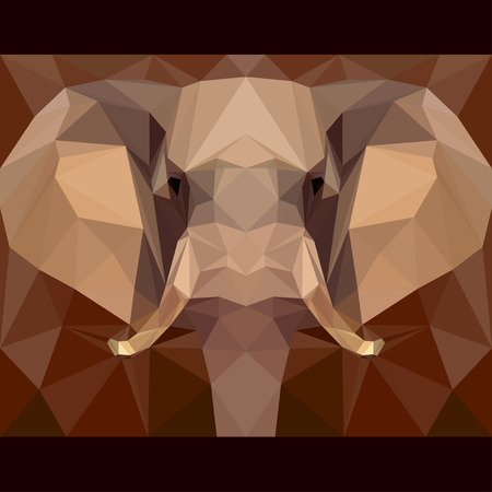 Elephant stares forward. Nature and animals life theme background. Abstract geometric polygonal triangle illustration for design card, invitation, poster, banner, placard, billboard coverのイラスト素材