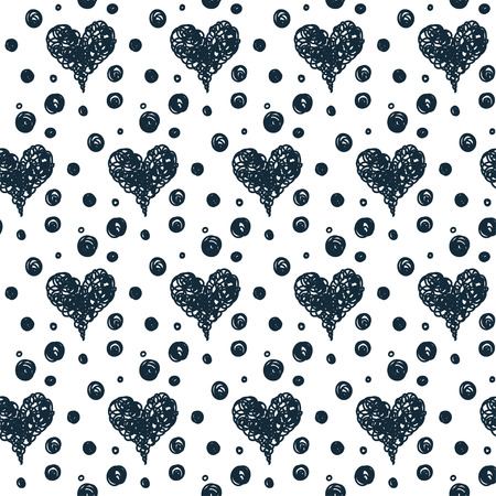 Doodle hearts seamless pattern backgroundのイラスト素材